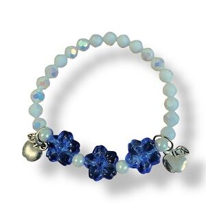 Blue and Silver Recycled Floral Apple Charm Bracelet
